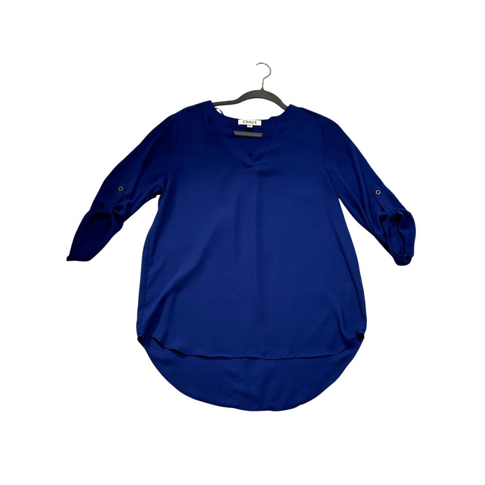 Chaus Blue Split Neck Blouse